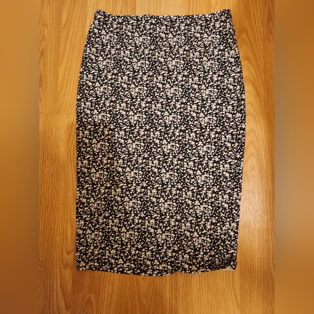 Black floral medium pencil skirt from WalMart
